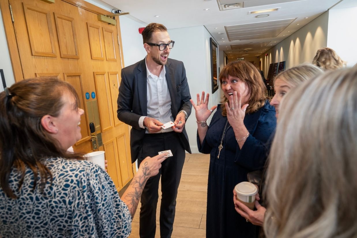 Close-up magic at a corporate evening in Solihull